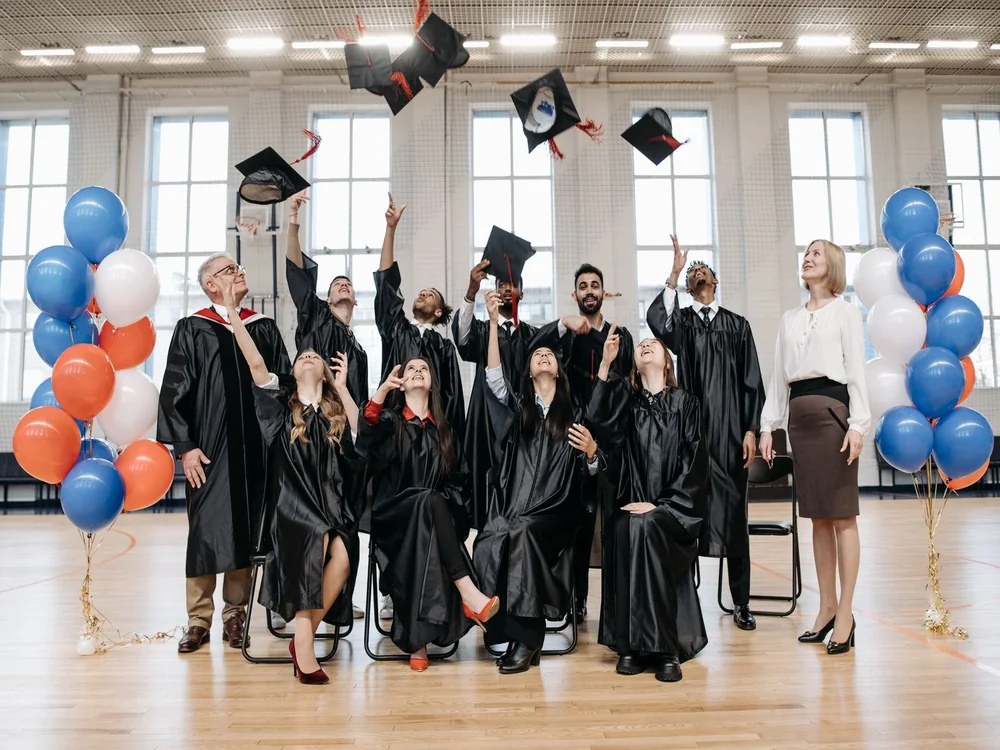 Students at a graduation ceremony